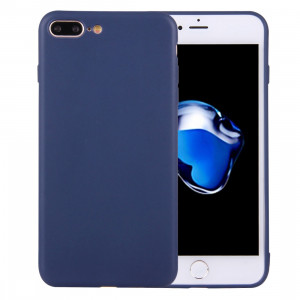 Pour iPhone 8 Plus et 7 Plus TPU couleur solide étui de protection sans trou rond (bleu foncé) SH598D322-20