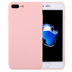 Pour iPhone 8 Plus et 7 Plus Cas de protection TPU couleur unie sans trou rond (rose) SH598F463-20