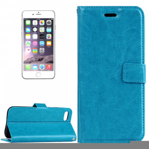 Pour iPhone 8 Plus et 7 Plus Crazy Horse Horizontal Housse en cuir flip avec boucle magnétique et titulaire et fentes pour cartes et porte-monnaie et cadre photo (bleu) SF120L140-20