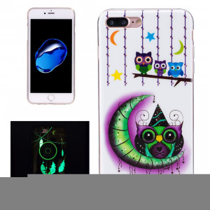 Pour iPhone 8 Plus et 7 Plus Noctilucent Lune Et Owls Pattern IMD Workmanship Soft TPU Retour Housse SF673D1869-20
