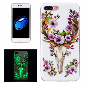 Pour iPhone 8 Plus et 7 Plus Noctilucent Sika Deer Pattern IMD Workmanship Soft TPU Retour Housse SF673F698-20