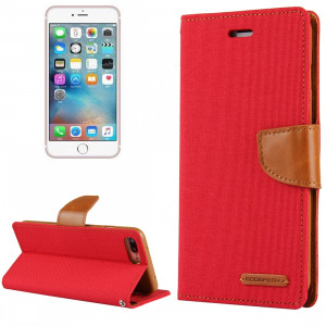 AGENDA MERCURY GOOSPERY CANVAS pour iPhone 8 Plus & 7 Plus Housse en cuir avec texture Slot & Wallet & Holder (Rouge) SG628R672-20