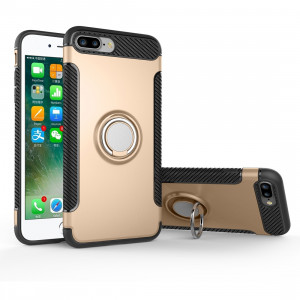 Pour l'iPhone 8 Plus & 7 Plus Magnetic Rotation Ring Armor Case de protection (or) SH569J179-20