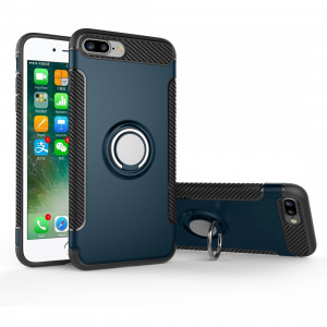 Pour l'iPhone 8 Plus et 7 Plus Magnetic Rotation Ring Armor Étui de protection (marine) SH69NV1428-20