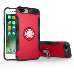 Pour iPhone 8 Plus & 7 Plus Magnétique Rotor Anneau De Protection De 360 ​​Degrés Armure De Protection (Rouge) SH569R621-20