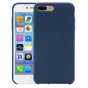 Housse en Silicone Liquide Pure Color pour iPhone 8 Plus & 7 Plus (Bleu Foncé) SH999D944-20