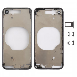 Coque arrière transparente avec objectif d'appareil photo, plateau de carte SIM et touches latérales pour iPhone 8 (noir) SH228B1695-20