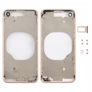 Coque arrière transparente avec objectif d'appareil photo, plateau de carte SIM et touches latérales pour iPhone 8 (or) SH228J1450-20