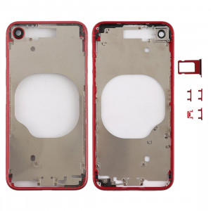 Coque arrière transparente avec objectif d'appareil photo, plateau de carte SIM et touches latérales pour iPhone 8 (rouge) SH228R1725-20