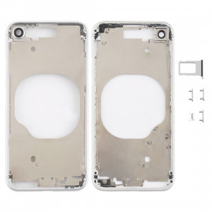 Coque arrière transparente avec objectif d'appareil photo, plateau de carte SIM et touches latérales pour iPhone 8 (blanc) SH228W1980-20
