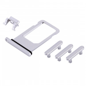 iPartsAcheter pour iPhone 8 Plateau de la carte + Touche de contrôle du volume + Bouton d'alimentation + Touche de vibreur interrupteur muet (Argent) SI313S459-20