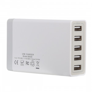 XBX09 5V 8A 5 ports USB Chargeur rapide Chargeur de voyage (Blanc) SH176W305-20