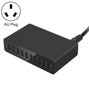 XBX09L 50W 5V 2.4A 10 ports USB Chargeur rapide Chargeur de voyage, Plug (noir) SH7AUB1714-20