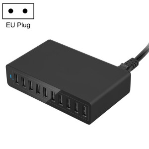 XBX09L 50W 5V 2.4A 10 ports USB Chargeur rapide Chargeur de voyage, Plug UE (Noir) SH7EUB1516-20