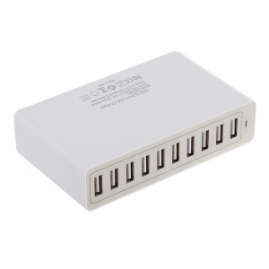 XBX09L 50W 5V 2.4A 10 ports USB Chargeur rapide Chargeur de voyage (Blanc) SH177W1524-20