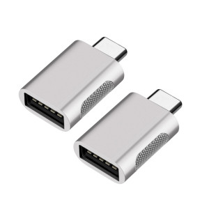 2 PCS SBT-158 USB-C / TYPE-C Homme à l'adaptateur d'alliage de zinc femelle USB 3.0 (argent) SH901S1120-20