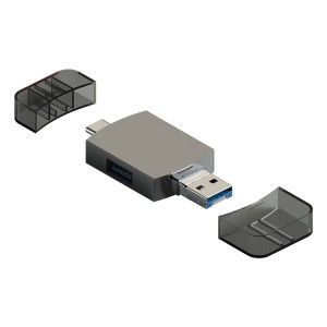 3 en 1 USB-C / TYPE-C sur USB + 8 broches Adaptateur OTG Lecteur de carte de carte TF / SD (ternissure) SH006Q293-20