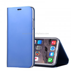 Pour iPhone X Étui à galvanoplastique Horizontal Flip étui en cuir avec support (bleu) SP591L2-20