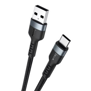 Ivon CA88 12W 2.4A USB TO USB-C / TYPE-C NYLON TRAID Câble de données de charge rapide, Longueur du câble: 1M (noir) SI419B1304-20