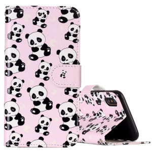 Pour iPhone X / XS Gaufré Motif Panda Horizontal Flip Case en cuir avec Holder & Card Slots & Portefeuille & Cadre photo SH632A1431-20