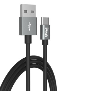 Ivon CA73 2.4A Câble de données de charge rapide de type-C / USB-C, longueur: 2m (noir) SI722B708-20