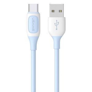 USAMS US-SJ596 Jelly Series Câble de données bicolore USB vers Type-C, longueur du câble : 1 m (bleu) SU487L983-20