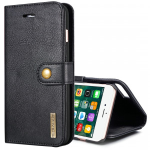 DG.MING pour iPhone 8 Plus et iPhone 7 Plus Étui de protection magnétique détachable à rabat horizontal Crazy Horse Texture avec porte-monnaie et fentes pour cartes et porte-monnaie (Noir) SD045B436-20