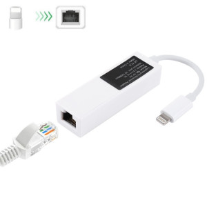 NK107A1 Câble adaptateur réseau LAN Ethernet 8 broches vers RJ45, longueur totale: 16 cm, NK107A1 Câble adaptateur réseau Ethernet LAN 8 broches vers RJ45 pour iPhone/iPad, longueur totale : 16 cm (blanc) SH090W1746-20