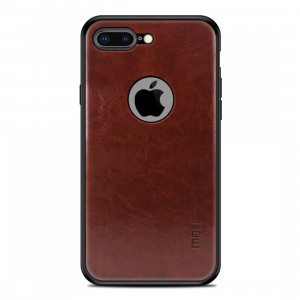 Housse de protection arrière en cuir MOFI antichoc PC + TPU + PU pour iPhone 8 Plus (brun foncé) SM93SZ287-20