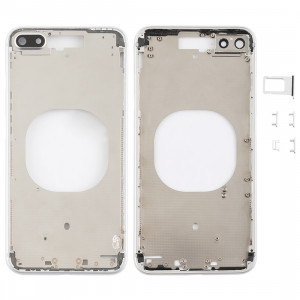 Coque arrière transparente avec objectif d'appareil photo, plateau de carte SIM et touches latérales pour iPhone 8 Plus (blanc) SH204W1011-20