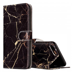 Pour iPhone 8 Plus & 7 Plus Etui en cuir noir avec motif marbre noir avec porte-monnaie et porte-monnaie SH156M1309-20