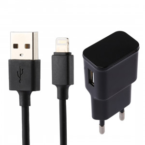 Chargeur USB 5V 2.1A à identification intelligente avec câble de chargement USB de 1 m à 8 broches, prise européenne pour iPhone XR / iPhone XS MAX / iPhone X et XS / iPhone 8 et 8 Plus / iPhone 7 et 7 Plus / iPhone SH022B1368-20