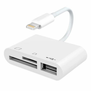 NK-1081 8 broches sur SD + TF + Adaptateur de lecteur de caméra Port USB, support IOS 9.2-11, Pour iPhone, iPad (blanc) SH002W1376-20