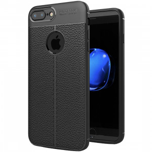 Etui de protection arrière en TPU Litchi Texture pour iPhone 8 Plus & 7 Plus (Noir) SH811B1041-20