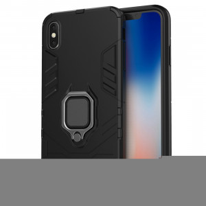 Étui de protection antichoc PC + TPU avec support de bague magnétique pour iPhone XS Max (noir) SH006B72-20