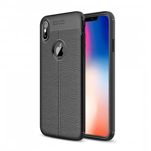 Etui TPU Litchi Texture pour iPhone XS Max (Noir) SH032B1081-20