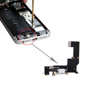 iPartsBuy pour iPhone SE Port de charge d'origine + câble audio Flex (blanc) SI7201573-20