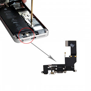 iPartsBuy pour iPhone SE Port de charge d'origine + câble audio Flex (noir) SI201B1953-20