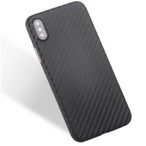 Pour iPhone X Fibre de carbone Texture PP Housse de protection arrière (Noir) SP010B1806-20