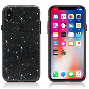 Pour iPhone X / XS Shimmering Powder PC étui de protection arrière (noir) SH103B725-20