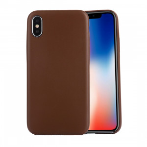Pour iPhone X / XS anti-chute PU étui de protection arrière (marron) SH210Z758-20