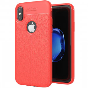 Pour iPhone X / XS Litchi Texture Housse de protection arrière en TPU (rouge) SH811R416-20