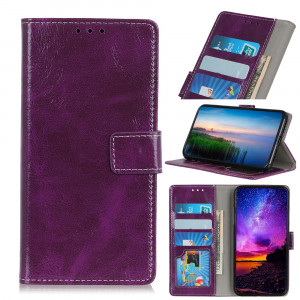 Housse en cuir à rabat horizontal Retro Crazy Horse Texture pour iPhone 11 Pro Max, avec porte-carte et fentes pour cartes, cadre photo et porte-monnaie (Violet) SH001P701-20