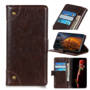 Étui en cuir à rabat horizontal en cuir avec boucle de cuivre pour iPhone 11 Pro Max, avec support et emplacements pour cartes et portefeuille (café) SH003C1978-20