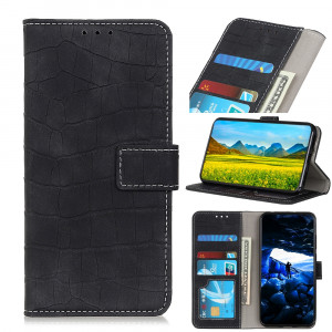 Etui à rabat horizontal en cuir à texture croco magnétique pour iPhone 11 Pro Max, avec support et emplacements pour cartes et porte-monnaie (Noir) SH956B869-20