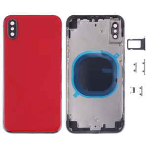 Coque arrière avec objectif de l'appareil photo, plateau de la carte SIM et touches latérales pour iPhone XS Max (rouge) SH06RL1808-20
