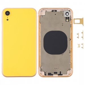 Coque arrière avec objectif d'appareil photo, plateau pour carte SIM et touches latérales pour iPhone XR (jaune) SH64YL1550-20