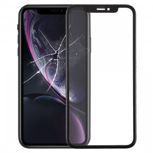 Écran avant avec lentille en verre avec cadre + Adhésif optiquement transparent OCA pour iPhone XR (noir) SH065B1159-20