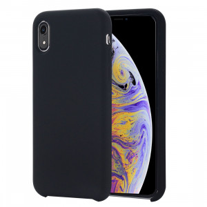 Housse de protection en silicone liquide à couverture intégrale à quatre coins pour iPhone XR 6,1 pouces (noir) SH098B136-20