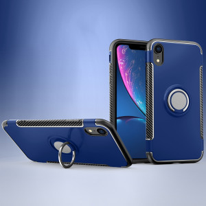 Housse de protection magnétique à 360 degrés pour anneau de rotation pour iPhone XR (bleu) SH012L1072-20